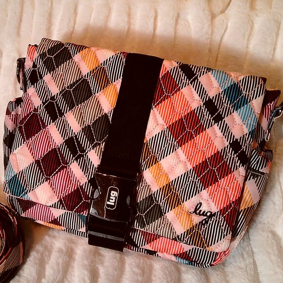 lug Handbags - Lug Pink Plaid Harness Crossbody Bag in Pristine Pre-owned Condition